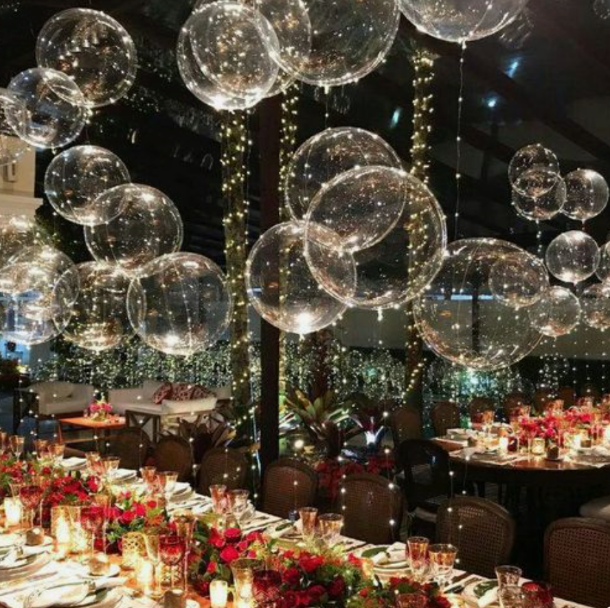 BALLONG MED LYSLENKE - VARM HVIT - UTEN HELIUM