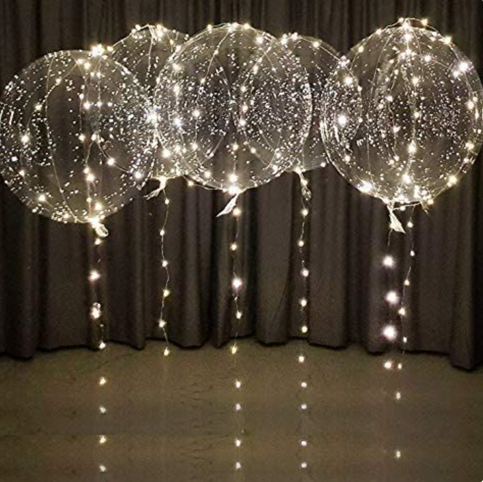 BALLONG MED LYSLENKE - VARM HVIT - UTEN HELIUM