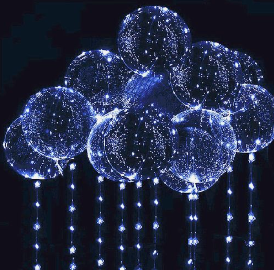 BALLONG MED LYSLENKE - HVIT - UTEN HELIUM