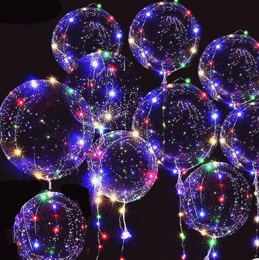 BALLONG MED LYSLENKE - FLERE FARGER- UTEN HELIUM