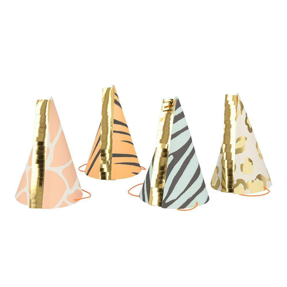 SAFARI DYREPRINT PARTYHATTER 8 STK