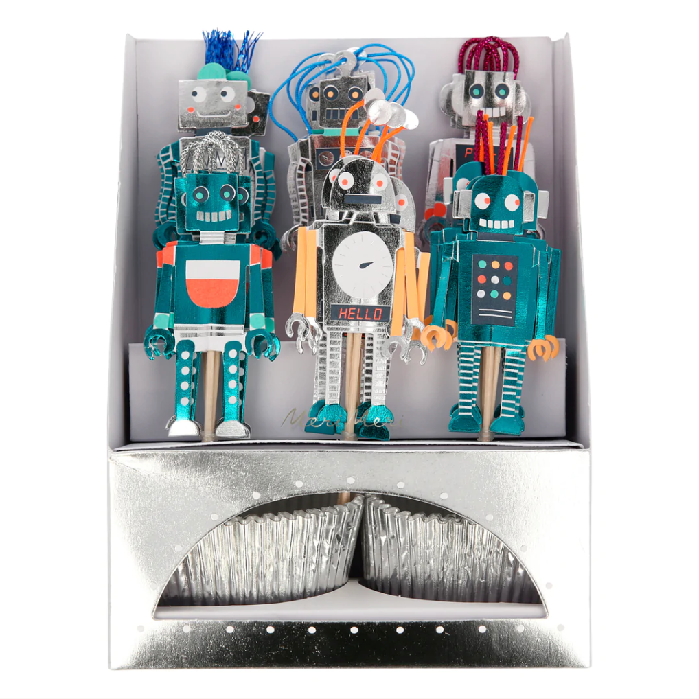 ROBOT / SPACE Cupcake Kit (x 24st toppers) - fra Meri Meri
