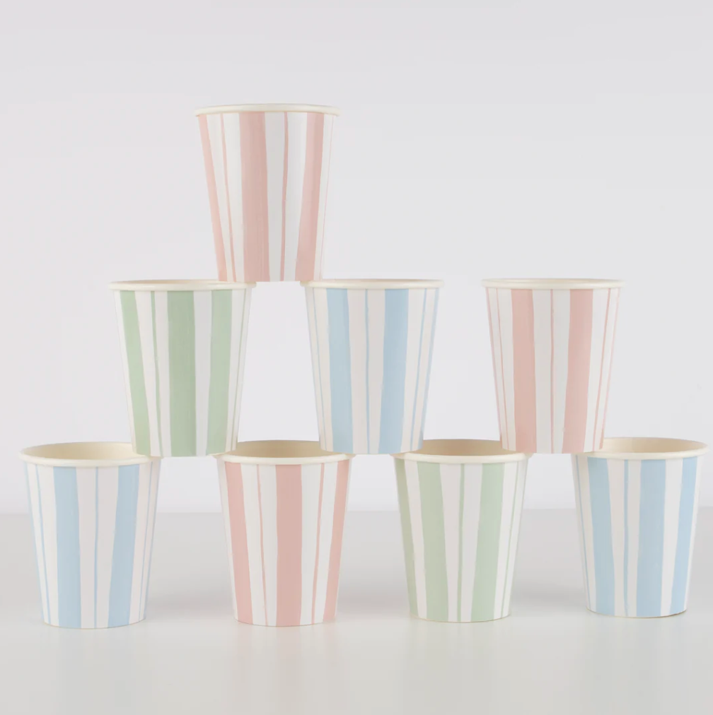 Ticking Stripe Cups (x 8)