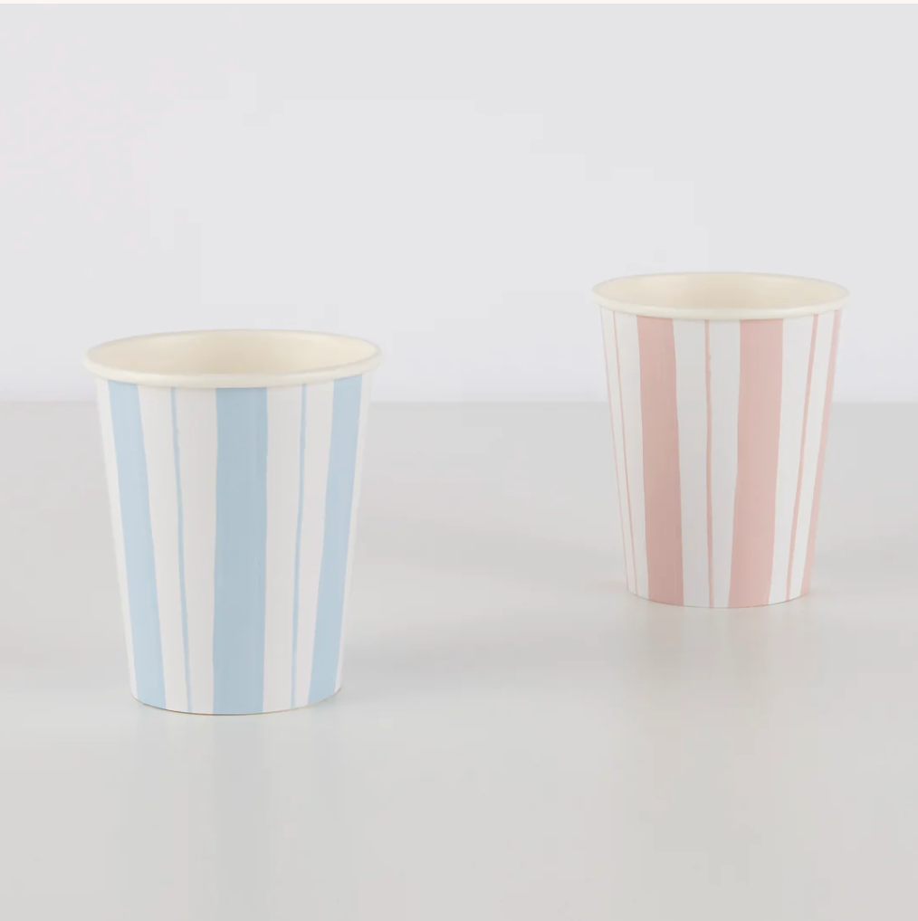 Ticking Stripe Cups (x 8)