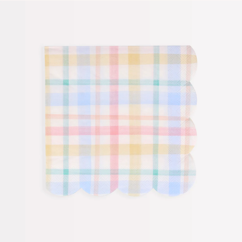 Plaid Pattern Large Napkins (x 16)