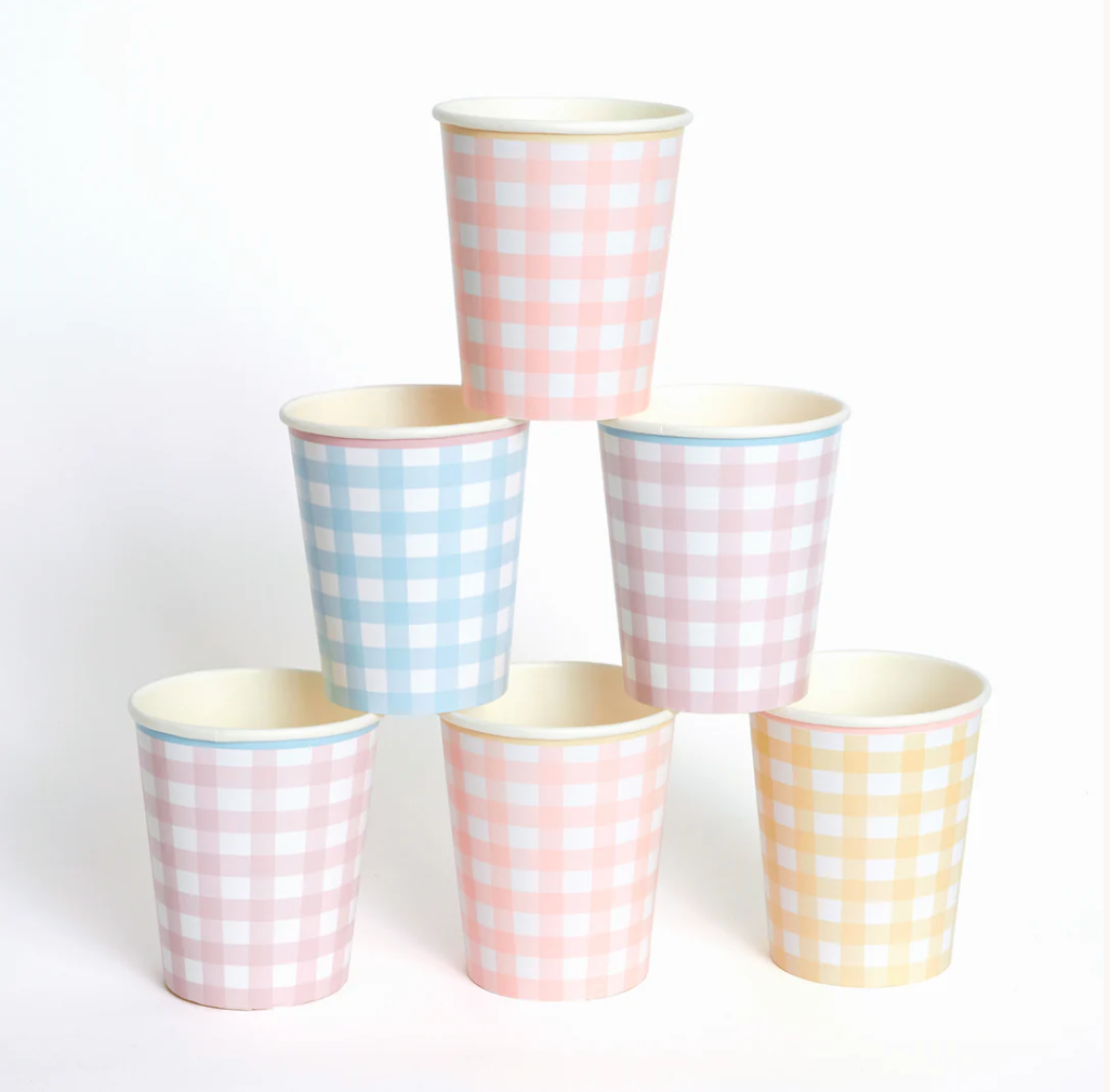Gingham Cups (x 12)