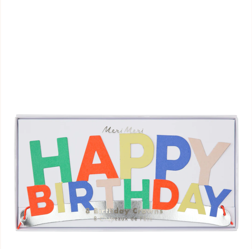Happy Birthday Party Crowns (x 8)