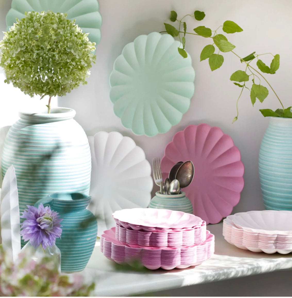 TALLERKEN - Mint sorbet Simply Eco Large(x8) - fra Meri Meri