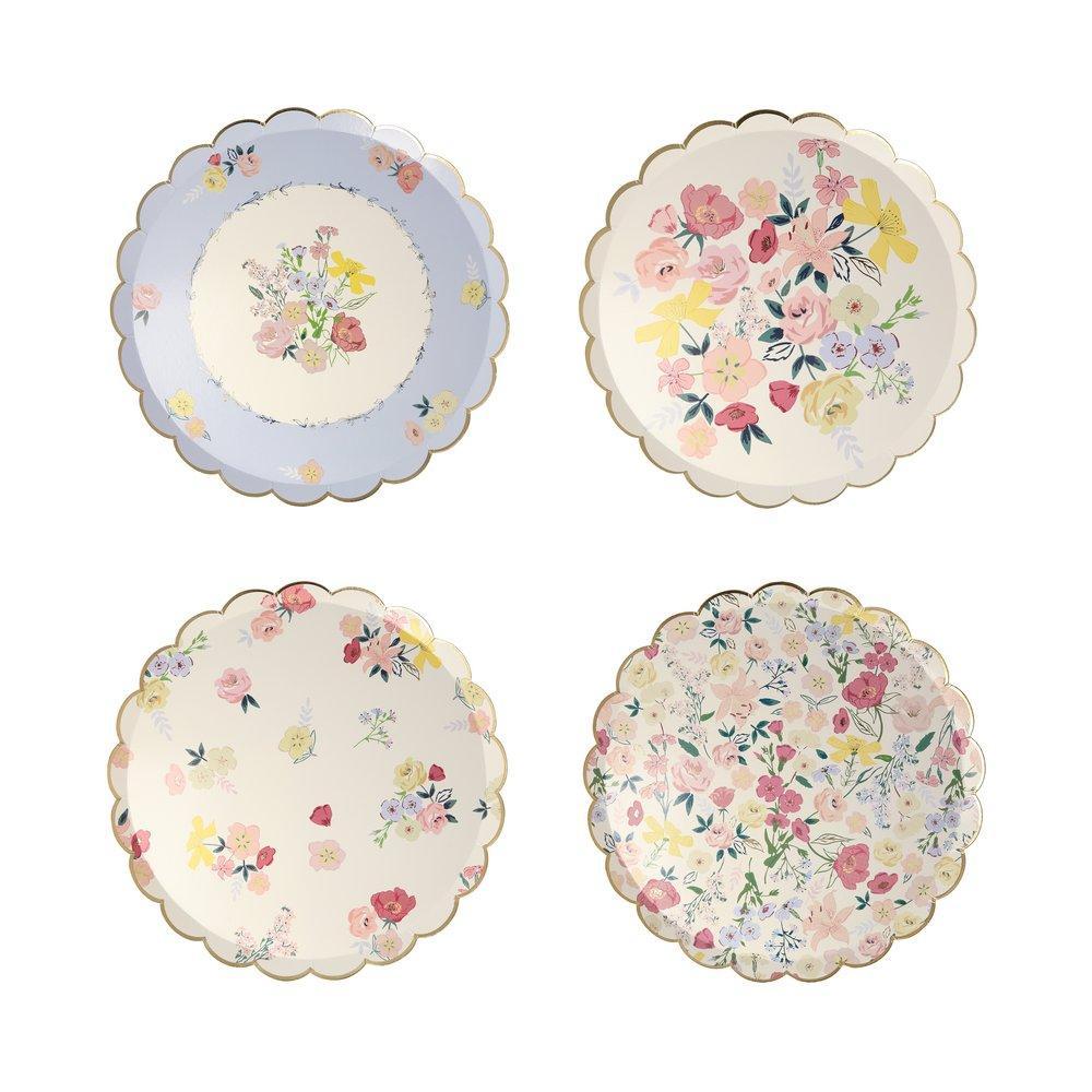 BLOMSTER / ENGELSK HAGE - Stor tallerken (x8) - fra Meri Meri