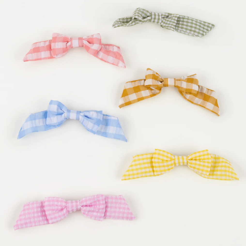 Gingham Hair Bows (x 6)