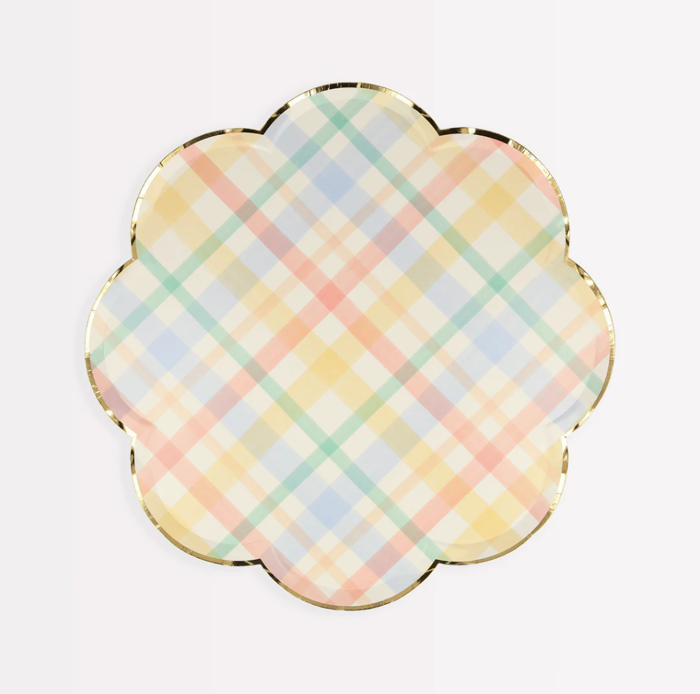 Plaid Pattern Side Plates (x 8)