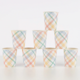 Plaid Pattern Cups (x 8)